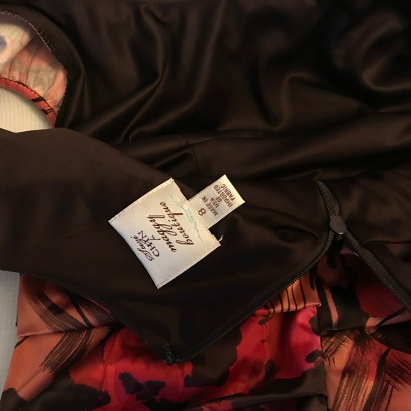 Suzi Chin for Maggy boutique floral ruched dress  lined Made in USA Size 8 - Picture 8 of 8